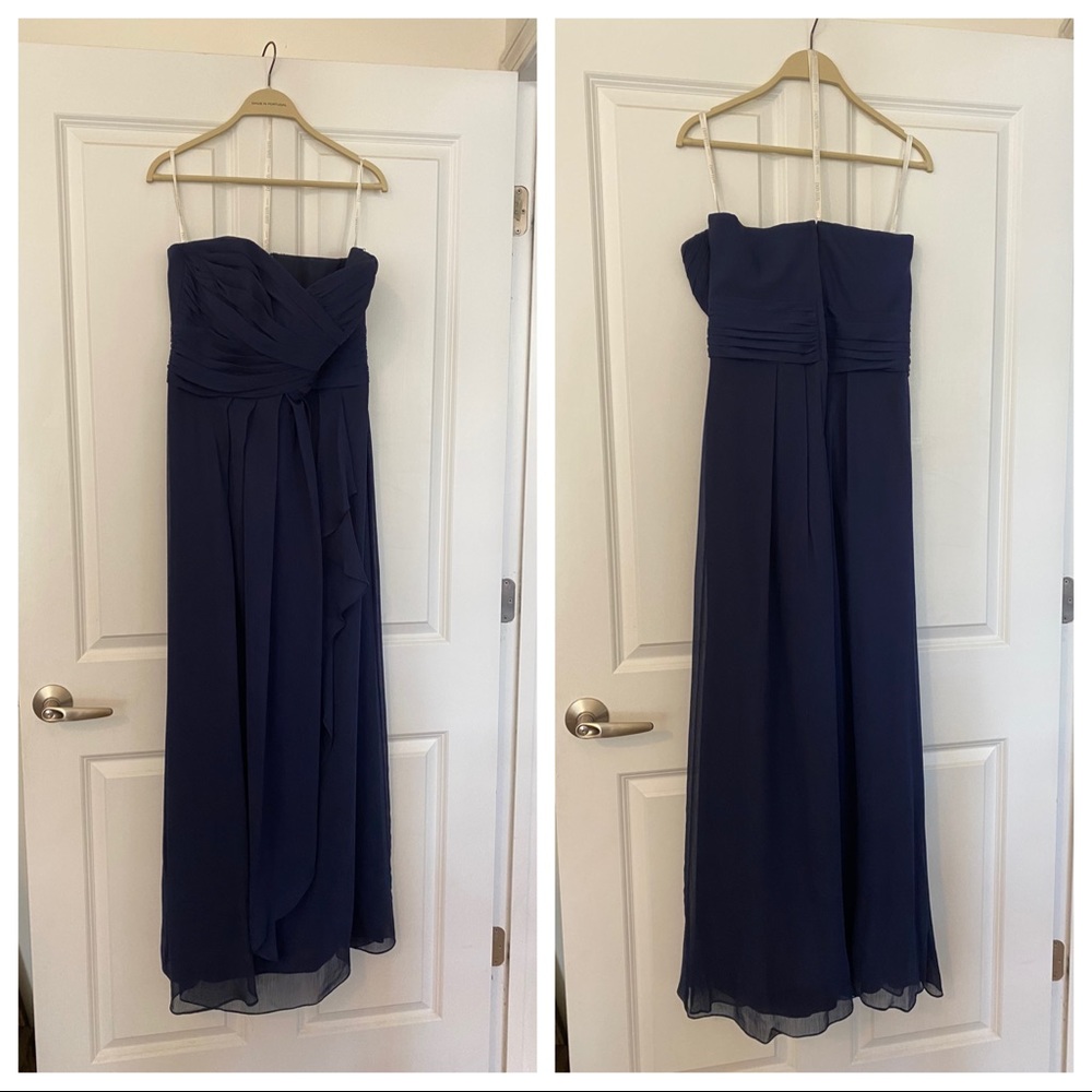 David’s Bridal Strapless Crinkle Chiffon Dress